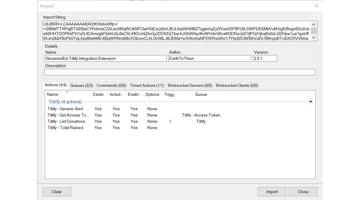 Streamer.Bot Import Window
